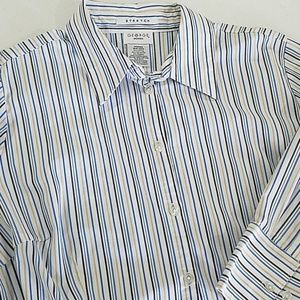 George Tops - George Blue White stripe Button Blouse 18w/20w George Tops - George Blue White stripe Button Blouse 18w/20w